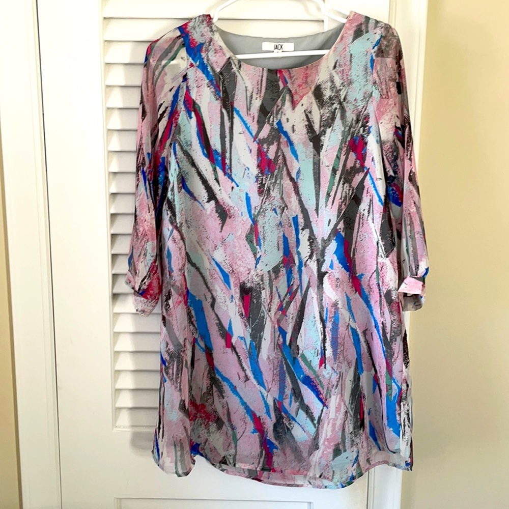 Light silk minidress with sheer sleeves